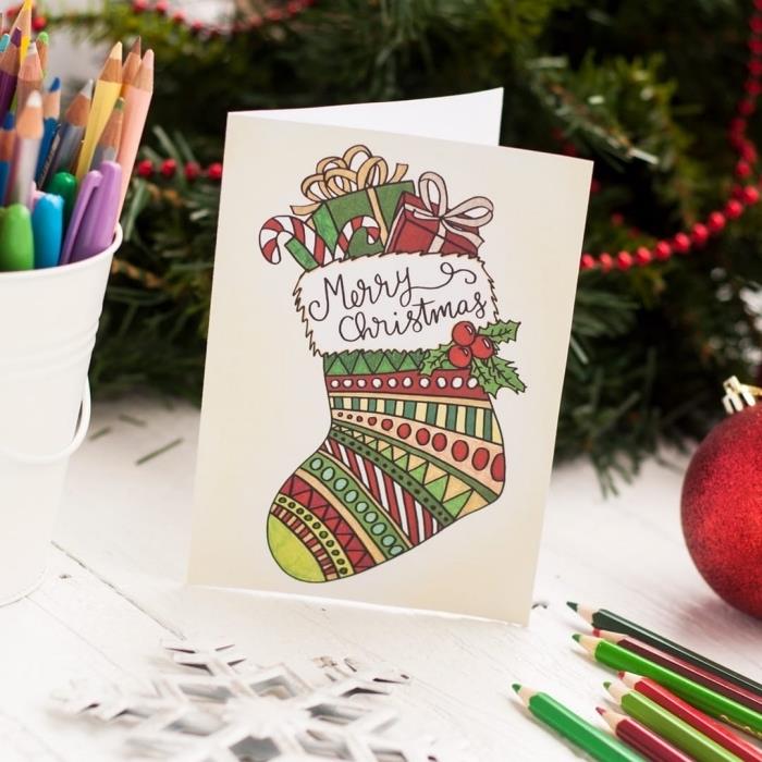 DIY anaokulu Noel, Noel için boş kartpostal dekorasyon tekniği, Noel için boyama çizimi