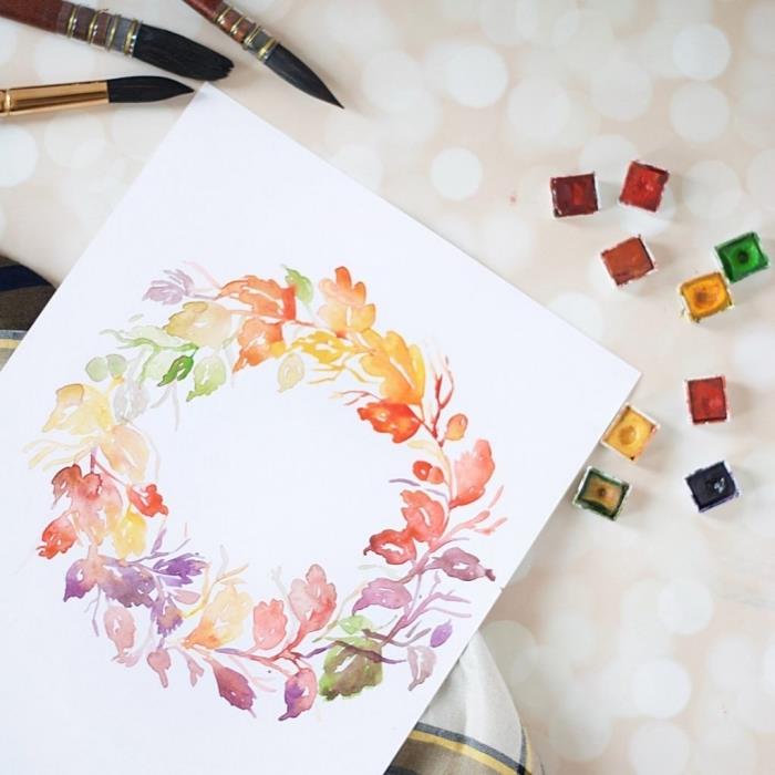 venček iz akvarela, naučite se izdelovati cvetje iz akvarela