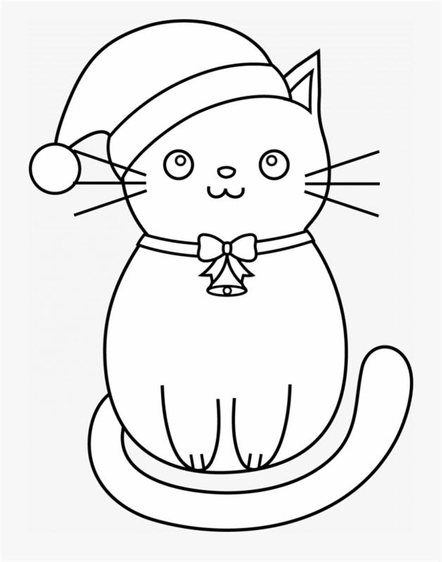 lengvai atkuriamas kačių piešimo pavyzdys vaikui, baltas ir juodas piešimo modelis spausdinti ir spalvoti