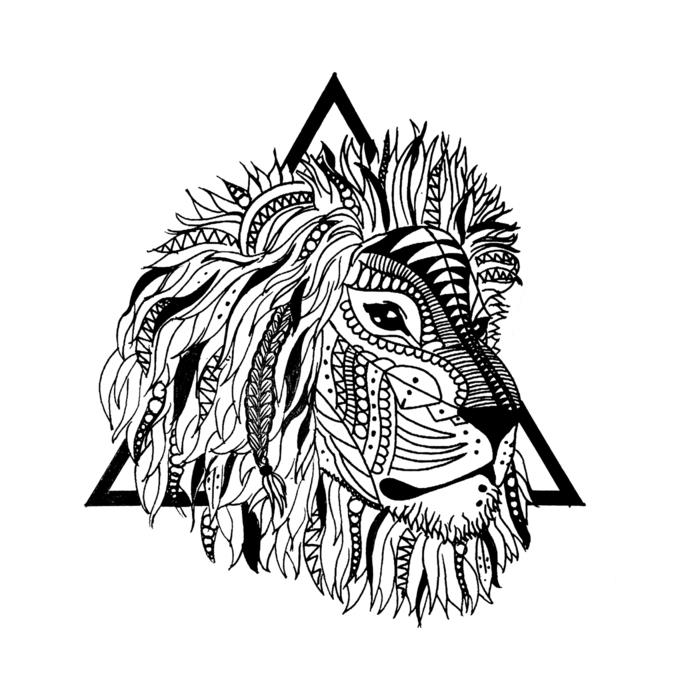 Reggae dövmesi baykuş veya dövme çin aslanı dövmesi aslan dövmesi tribal sanat üçgen dövmesi aslan kafası
