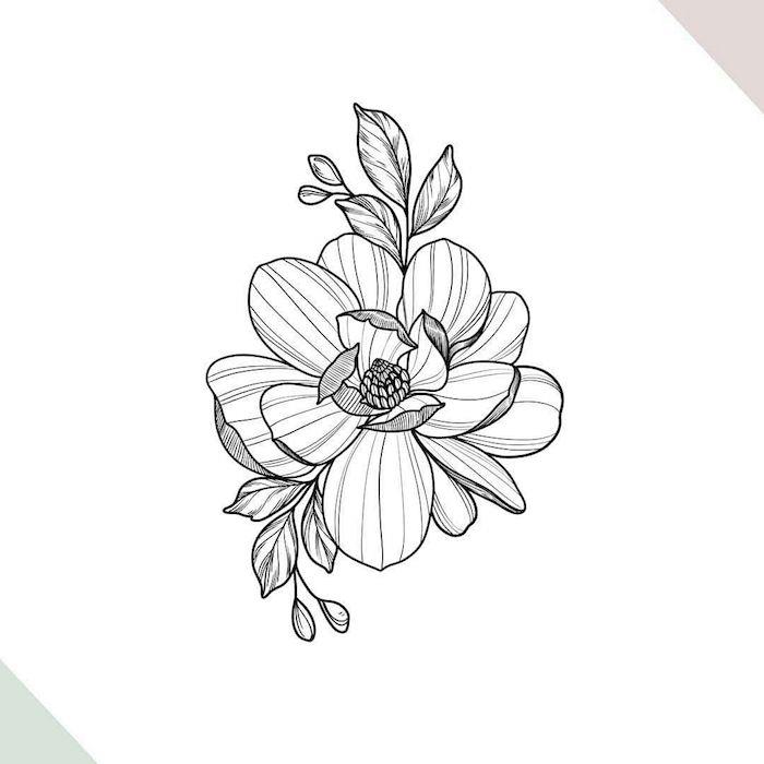 Cvet v perspektivi, 3d risba kul rože za tetovažo, naučite se enostavno risati enostavno risanje za reprodukcijo po korakih