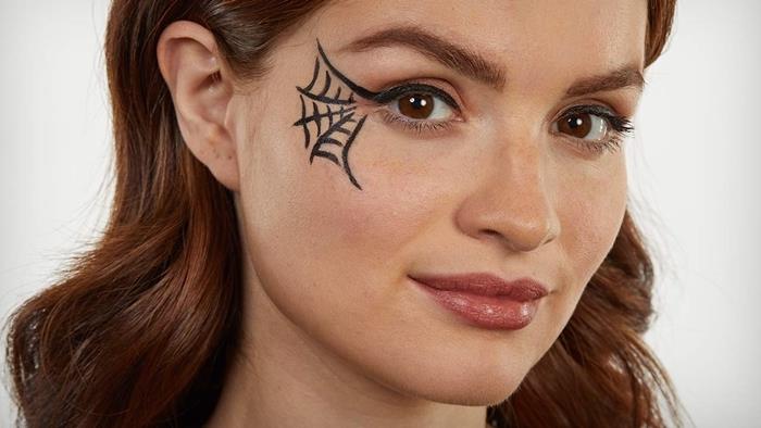 minimalistična risba obraza halloween kostum ideja za žensko v zadnjem trenutku enostavno obraz pajk ličila