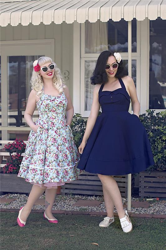 Super ideja, kako se obleči za retro tematsko zabavo, obleka 50 -ih let, pričeska 50 -ih let, kako se obleči v slogu 50 -ih