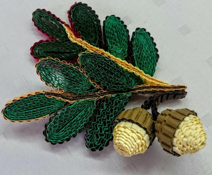 quilling püskül modeli, kağıttan yapılmış iki püskül kolay kağıt katlama