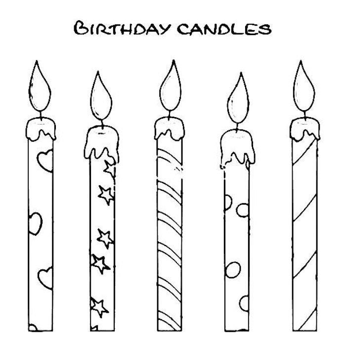 Kako narisati sveče na rojstnodnevno torto ali preprosto na rojstnodnevno voščilnico, rojstnodnevne pobarvanke, sliko za vesel rojstni dan