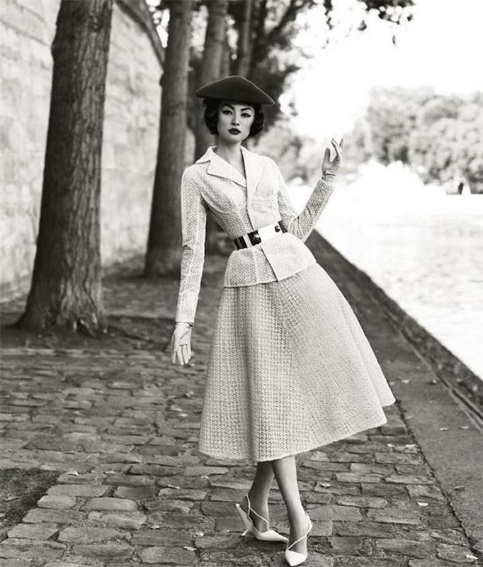 Model Dior iz kolekcije New look 50s, kako se obleči, izbira vintage 50s obleke, kako prevzeti slog