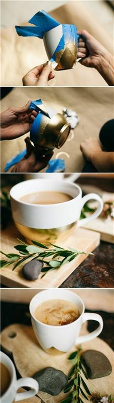 Decorazioni tazza da caffè. tutorial decorazioni con colori, pensierini carini