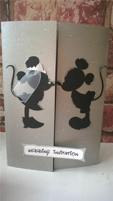 Ideja za vabilo na vintage poroko poceni disneyjeva mickey in minnie ljubezenska poroka