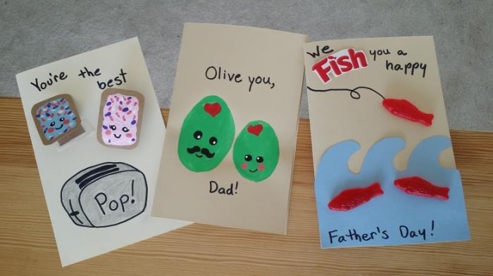 očetovski dan, predloge DIY kartic za očeta, primer ročno izdelane voščilnice z enostavnimi risbami in slikami