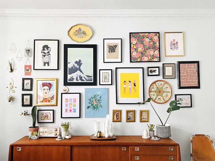 Sienų galerijos kortelės nuotraukos su savo miegamojo dekoru, lentelė, kaip motyvuoti save kažką daryti