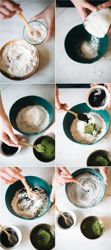 naminės kaukės receptas su molio, anglies ir matcha žaliosios arbatos milteliais, tinkančiu visiems odos tipams