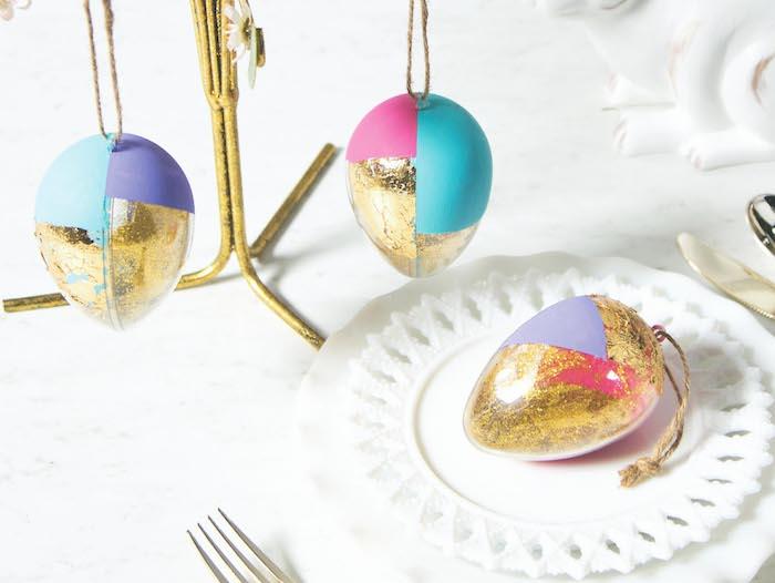 Šiuolaikinė Velykų puošmena su auksiniais kiaušiniais, gražios Velykų nuotraukos Velykų nuotrauka visai šeimai