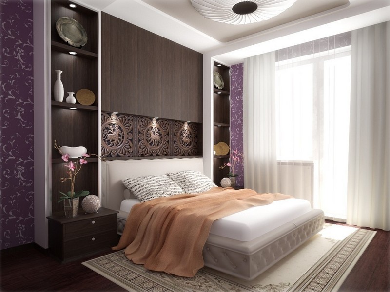 quarto com detalhes roxos