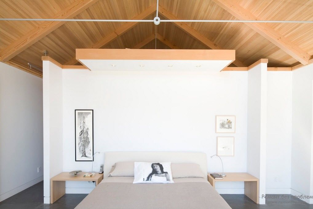 Design incomum de um quarto minimalista leve