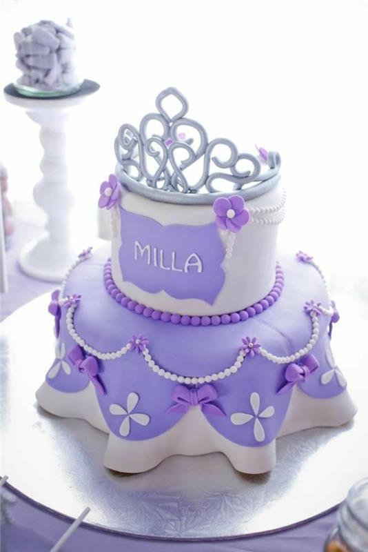 Princesės pyragas be pelėsio princesės pyrago purpurinė suknelė, kaip princesės sofijos karūnos pyrago viršelis