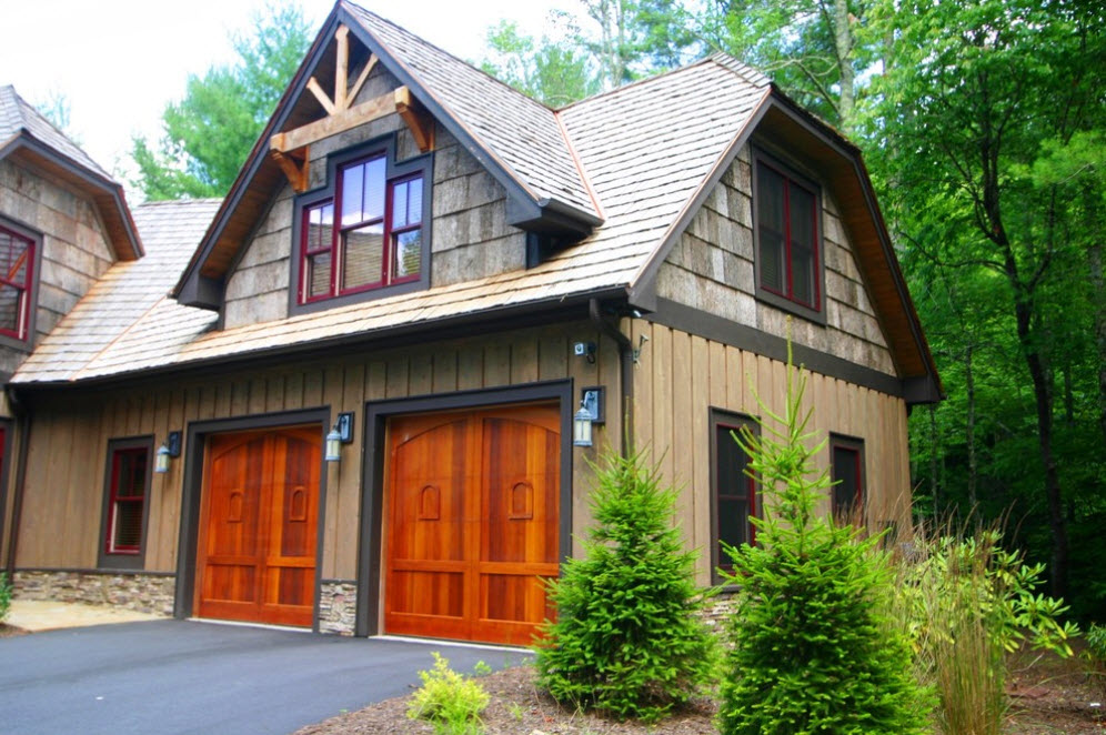 casa con garaje en el bosque