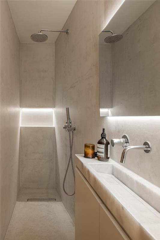 yağmur duşu duvar niş led aydınlatma küçük banyo armatürleri 4m2 paslanmaz çelik musluk dar lavabo