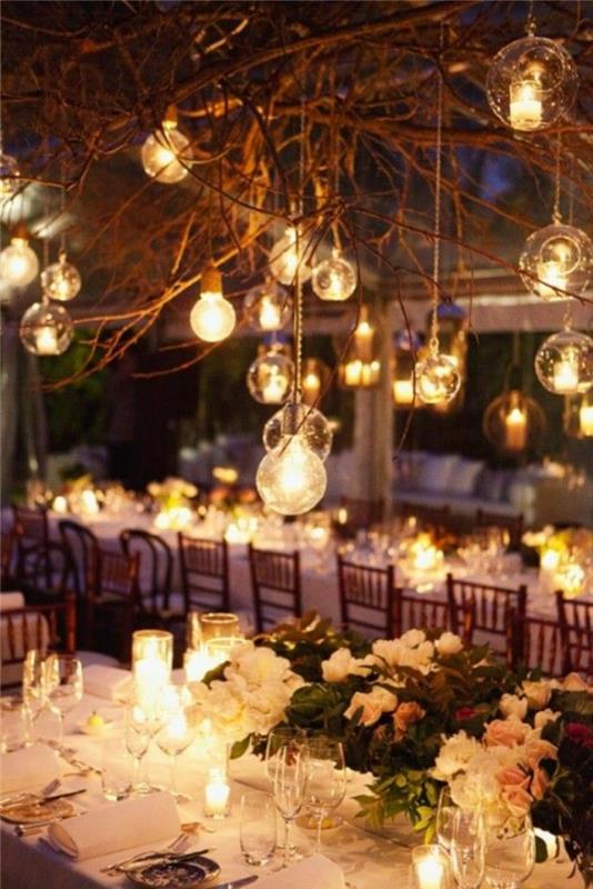 bahçe-aydınlatma-dış ışıklı-bahçe-dekorasyon-düğün-masa takımı