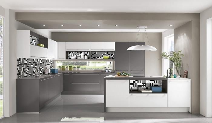 örnek modaya uygun beyaz ve siyah mutfak fayansları, pencere sıçrama modeli, mutfak duvarları için ne renk