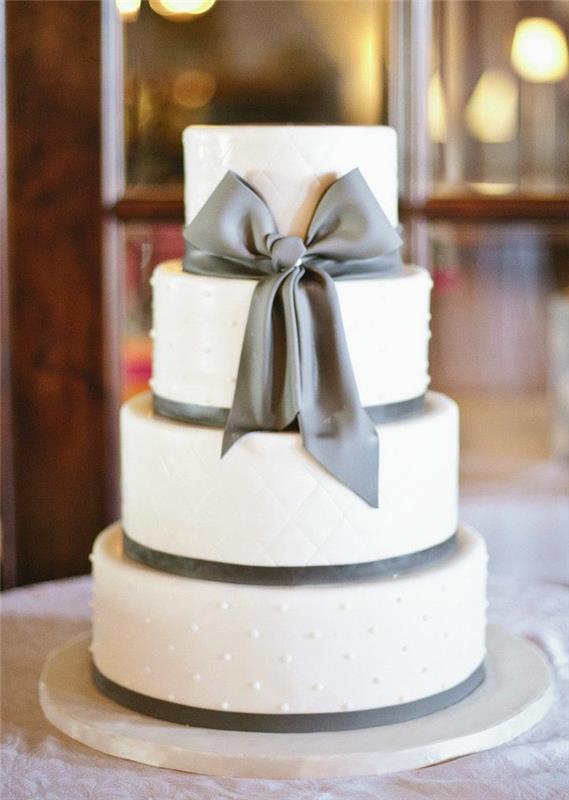 gri kurdeleli zarif-düğün pastası-beyaz-düğün pastası pastası