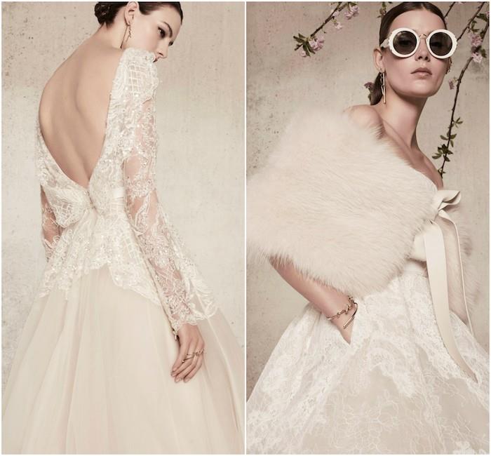 gražiausios vestuvinės suknelės pagal elie Saab, 2018 metų pavasario elegantiškų suknelių be nugaros kolekcija su siuvinėjimais