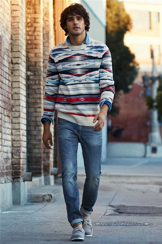 žiemą-žakardinis megztinis-vyras-apranga-gatvė