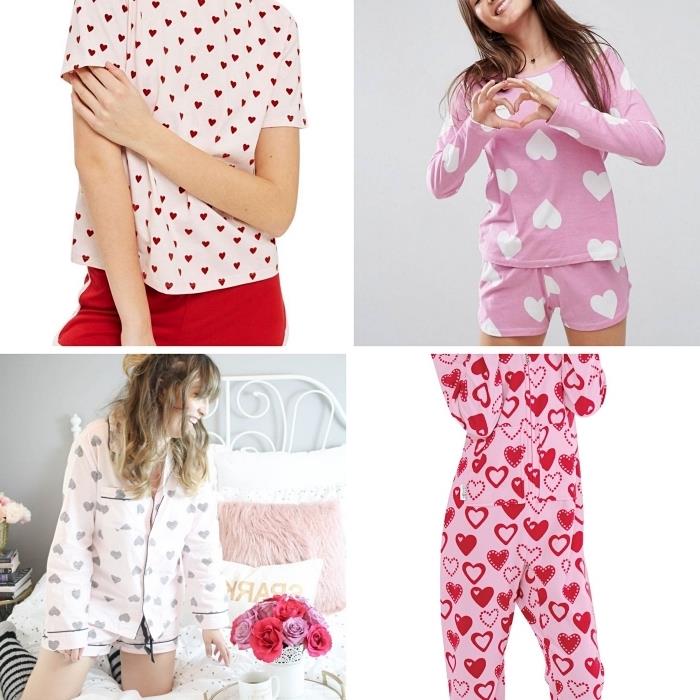 primer praktičnega darila za Valentinovo, komplet roza pižame z romantičnim dizajnom, oblačila za spanje za ženske