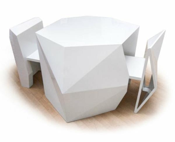 futuristinis stalas ir kėdė-vienas stalas ir dvi kėdės
