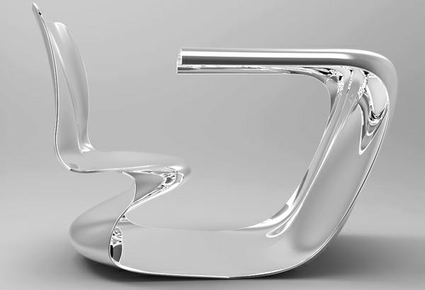 Unikalaus dizaino stalo ir kėdžių komplektas