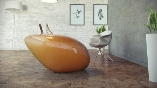 futuristinis-geltonas-stalo ir kėdės komplektas