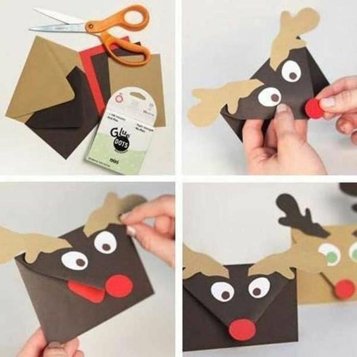 vadnica za enostavno izdelavo božične ovojnice, papirnate umetniške ideje, predloge ovojnice iz odpadnega papirja za oblikovanje jelena