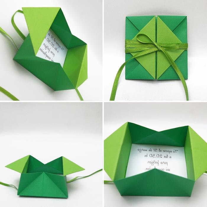 renkli kağıt ve origami katlama tekniği ile yapılmış kartpostal kutu tasarımında el yapımı zarf