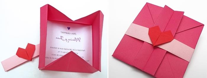origami zarf, origami katlama tekniği ile kırmızı kağıttan yapılmış DIY zarf şablonu