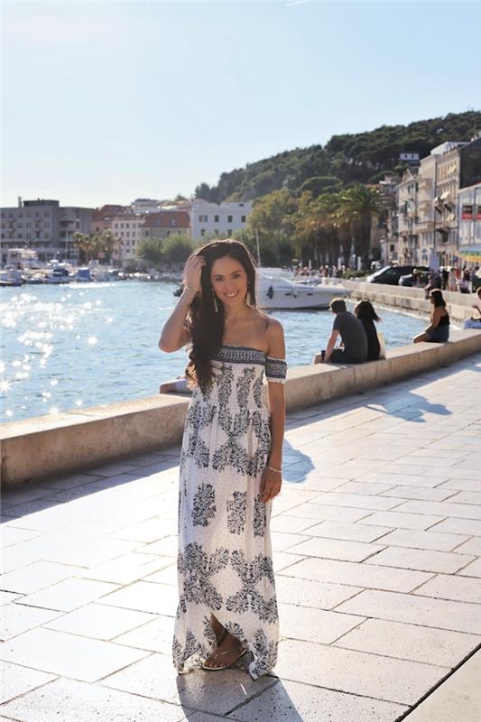 Ženska poletna obleka bela koktajl obleka boemska elegantna obleka čipka fotografija čudovita obleka z rameni