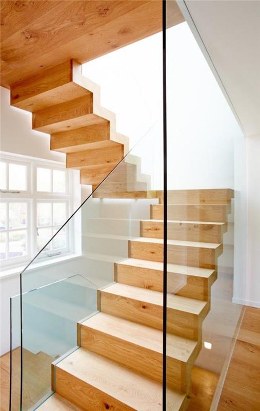oblikovanje-viseče-stopnišče-iz-lahkega lesa-in-steklene ograje