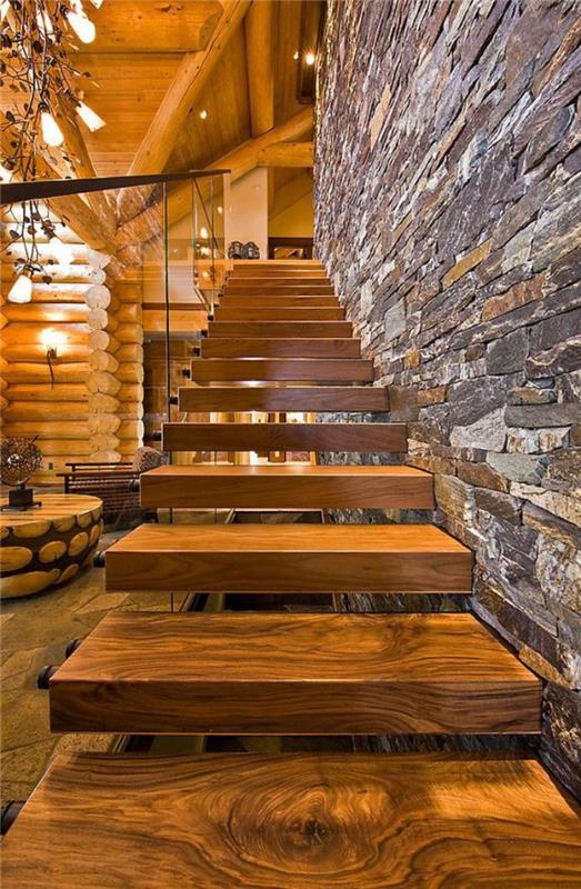 moderno-kmečka hiša-leseno-viseče stopnišče