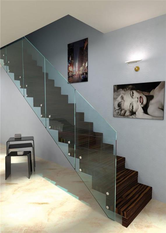 viseče stopnišče-steklena ograja-portret-Marilyn