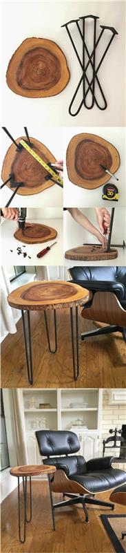 idėja per fai da te diy idee, uno sgabello realizzato con un tronco di un albero