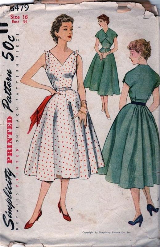Skica 50 -ih, modni čevelj 50 -ih, vintage obleka 50 -ih, trendi ženskih oblačil