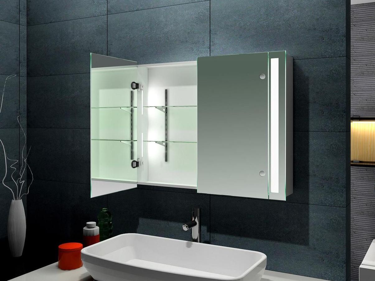 armário com espelho para banheiro preto