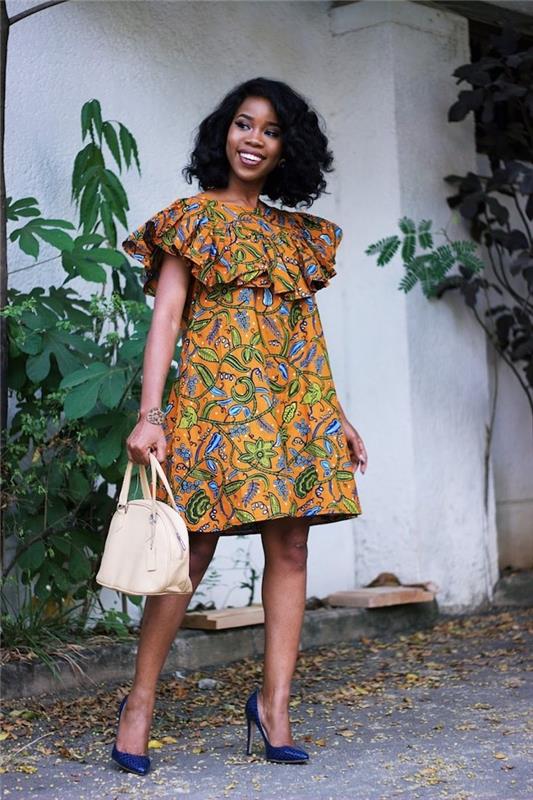 Şık Afrika elbisesi Afrika peştamal elbisesi güzellik trendi güzellik topuklu ayakkabılar