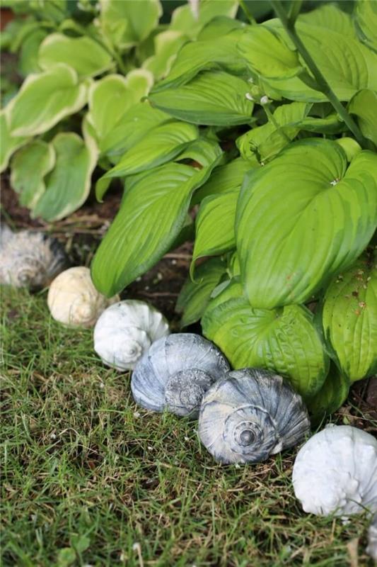materine školjke, reciklirane z morja, da naredijo izvirno in ustvarjalno obrobo na hodniku
