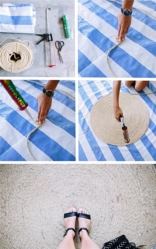 kolay ipli kilim nasıl yapılır, kendin yap spiral ipli kilim modeli, kilim yapımı öğretici