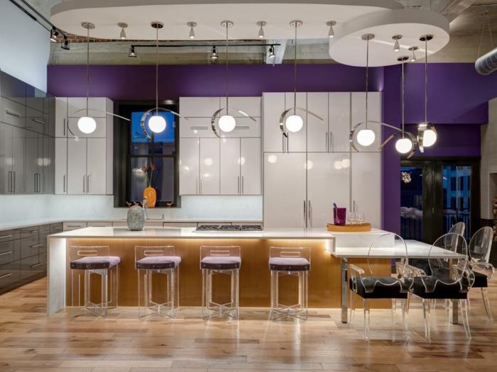örnek-boyama-leylak rengi-mutfak-model-ultra-modern-mutfak-birkaç-aydınlatma-mobilya-tasarım-ilginç