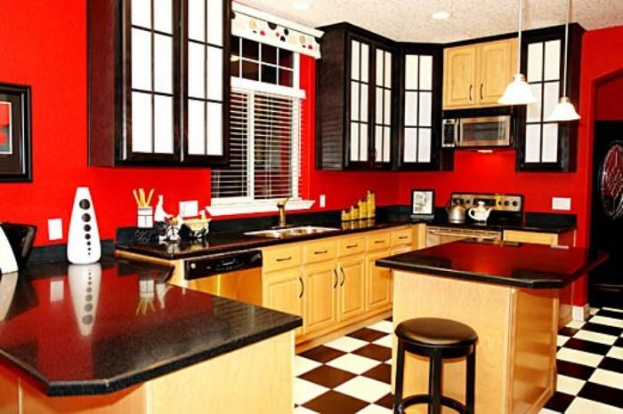 örnek-boyama-kırmızı-mutfak-siyah-beyaz-fayans-ahşap-mutfak-mobilya