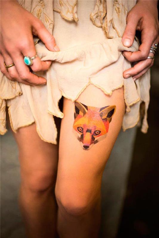 primeri začasne tetovaže začasne tetovaže ženske stegno lisice barve