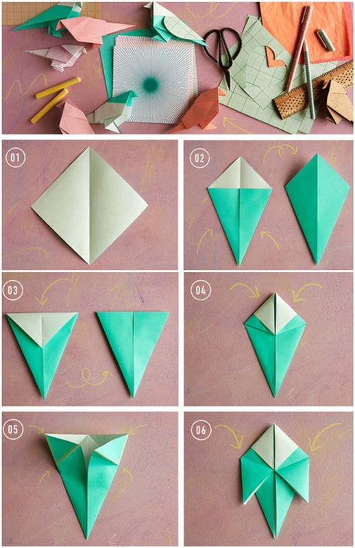 Kendin yap kağıdı sevgililer günü için fikir, şenlikli ve romantik bir dekorasyon yaratmak için kolay kuş origami öğreticisi