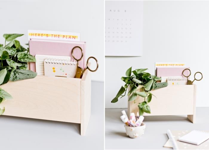 DIY ofis kağıdı saklama modeli, ahşap kağıt ve kalem düzenleyici yapın, ofis aksesuarı yapımı öğreticisi