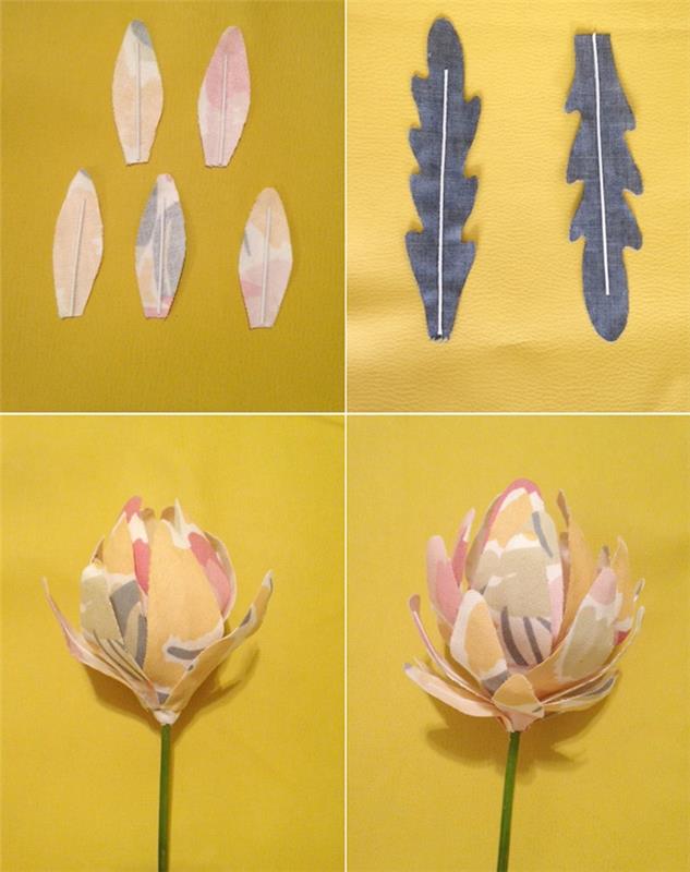 renkli kumaş artıklarından ve yapay bir gövdeden kumaş çiçek yapmak kumaş artıkları ile ne yapılır