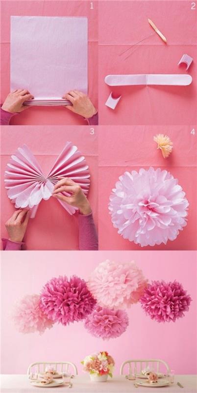 Padarykite minkšto popieriaus gėlę, lengvai pasidaryk pats, žingsnis po žingsnio, vasaros stalo dekoravimo idėja